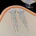 Orecchini a stella in argento S925 con nappe scintillanti e zirconi cubici di lusso - Frangia a Cinque Catene Stella Argento (E0261)