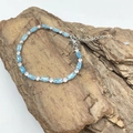 Silver titanium steel bracelet featuring rectangular blue stones and clear zircons - 3.0mm Light Blue Stone-16+5CM