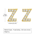 Z-shaped gold letter earring in brass with AAA cubic zirconia and size dimensions - Letter Z