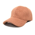 Close-up of caramel knit baseball cap showing plush mohair texture and curved brim - M (56-58cm) / Caramel color