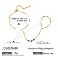 Detailansicht der Maße des 18k vergoldeten Fingerarmbands mit schwarzen Edelsteinen - Fingerarmband (JDB0306010)