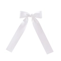 Elegant white satin ribbon bow hair clip with long streamers for girls and women - Pure White