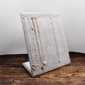 L-shaped gray velvet necklace display stand with multi-slot organizer hooks - Small L-Shaped Necklace Board / Gray