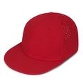 Breathable red flat brim hip hop cap with laser-cut ventilation holes and snapback - Red