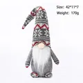 Grey Christmas gnome with snowflake knit hat, size 42x11x7cm and weight 170g detail view - Dark Gray