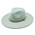 Dettaglio cappello in lana verde menta con nastro intrecciato marrone di stile - M (56-58cm) / Verde Menta