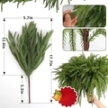 Artificial Norfolk Pine branch with size measurements for Christmas home decoration - 5 Heads / 13 Forks