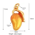 Miniature mango fruit jewelry charm with micro-pave details and size dimensions - Mango Style (M15Mango)