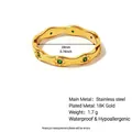 Bague ondulée en acier inoxydable plaqué or 18k avec zircon vert et diamètre de 19 mm - Or Vague Avec Zircon Vert Étoilé (YR40_1_9)