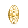 Vintage gold stainless steel hollow ring with oval geometric floral cutout pattern - Gold Style 2