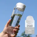 800ml transparent white sports water bottle with tea infuser and portable gray carry strap - 800ML / Clear White