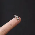 16G stainless steel cartilage stud with three curved zircons and bead detail - 5# Silver