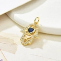 Hamsa-Hand-Anhänger aus Gold mit blauem Herz-Zirkon und klaren Kristallen für Damen - Blauer Zirkonia