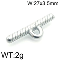 Silver stainless steel textured toggle clasp bar accessory for DIY jewelry, 27x3.5mm - Silver Threaded Texture Style (KLJ6849-Z)