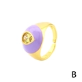 Adjustable gold ring with purple enamel dome and a yellow heart zircon gemstone - Purple Enamel-Yellow Heart Zirconia
