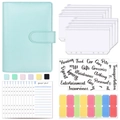 Set agenda budget A6 in pelle PU verde menta con buste a zip e fogli di bilancio - Set Blu Macaron