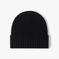 Gorro de punto acanalado negro para hombre con dobladillo clásico y textura térmica cálida - Negro