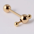 Gold stainless steel barbell tongue ring with a unique triple steel ball cluster finish - 1.6mm / Ball-Gold
