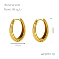Dettaglio orecchini ovali in acciaio inossidabile placcati oro 18k, 23mm x 17mm - Placcatura Sottovuoto 18K / Oro