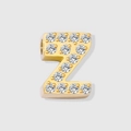 Golden letter Z pendant with white zircon micro-pave crystals on white background - Letter Z-Gold