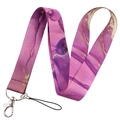 Purple marble texture lanyard with golden accents and durable metal lobster clasp - Purple & Gold Marble (KP547-17)