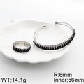 Conjunto de joyas de plata con piedras negras rectangulares, brazalete y anillo - Plata-Negro