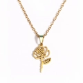 Minimalist 18k gold plated stainless steel rose flower pendant necklace for women - June Gold
