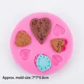 Moule en silicone rose en forme de cœur avec détails de texture baroque pour fondant - Rose