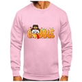 Pink long-sleeve hoodie featuring a festive Gobble cartoon turkey print for men and women - Light Pink
