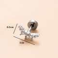Orecchino a lobo in acciaio 16G con zirconi argento, design curvo da 0,5x1cm - Argento 2# (Arco Zircone)