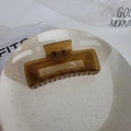 Pinza para el cabello marrón transparente en plato de cerámica para peinado elegante - Café Brillante Cuadrado / 10cm