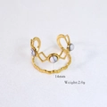 Detail of 14k gold-plated double-layer ring with white marble stone and 2.0g weight - White Marble Gemstone Double Layer Style