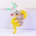 Charming yellow enamel snake keychain with sparkling rhinestones and gold finish - Yellow