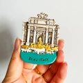 3D Trevi Fountain resin fridge magnet souvenir with Rome Italy gold finish engraving - (32) Trevi Fountain Rome