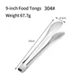 Pince de cuisine 9 pouces en acier inoxydable 304 avec tête perforée pour barbecue - Épaissi / 9 Pouces / Argent