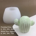 Detailed size view of translucent cactus silicone mold with a finished 3D green wax plant - Model 8546 / Translucent