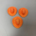 Set di tre mini cappelli da cowboy arancioni con paillettes per decorazioni di festa - Arancione Glitter