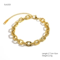 Goldenes 18K Edelstahl Gliederkettenarmband mit 17,7cm Länge und 5cm Verlängerungskette - SL41020-Ovale Gliederkette
