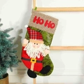 Calza natalizia con Babbo Natale 3D e risvolto di paillettes con ricamo HO HO rosso - Babbo Natale