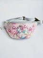 Pink heart unicorn kids waist bag with colorful beads and adjustable silver strap - Pink Headphone Unicorn
