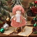 Colgante ángel de lana rosa con alas doradas para decoración de navidad - Colgante de Ángel Rosa (K-TS175)