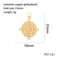 Detailed view of round gold pendant with star engraving and technical specifications - Geometric Rhombus (P01161)