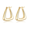 Polished gold geometric triangular hollow hoop earrings made of durable stainless steel - Geometric Triangle (EH-275G)