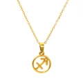 18K gold plated titanium steel Sagittarius zodiac pendant necklace on white background - Sagittarius (SP641G-9)