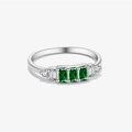 S925 Sterling Silber Ring mit grünen rechteckigen Steinen und weißen Akzentdiamanten - US 6 / Platin