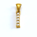 Vertical 18K gold pendant with five white pearls in a minimalist row design - Letter I