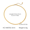 Especificaciones técnicas de cadena de serpiente plana con dimensiones y peso real - Collar de espiga de 3 mm de ancho (HC-N40755-3mm)