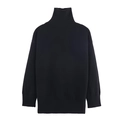 Classic black turtleneck sweater with thick knit fabric and ribbed cuffs for women - Black