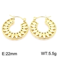 Goldene hohle Blattohrringe aus Edelstahl mit 22mm Durchmesser und 5.5g Gewicht - Gold