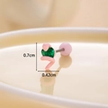 Pink snake wrapping around a green heart zircon stud earring in stainless steel - Green